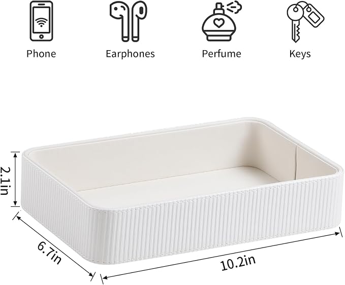 PU Leather Valet Tray Organizer, Modern Nightstand Organizer Bedside Desktop - Image 7