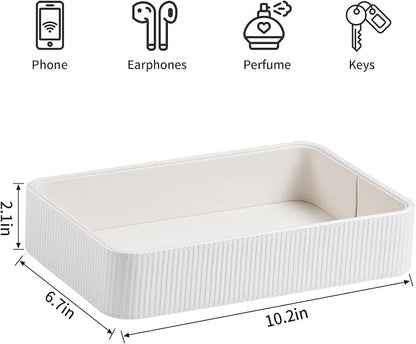 PU Leather Valet Tray Organizer, Modern Nightstand Organizer Bedside Desktop - Image 7