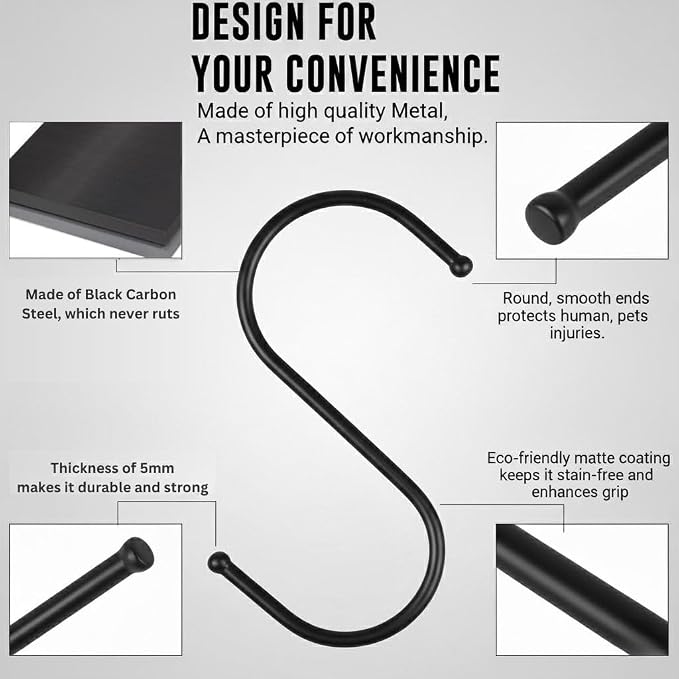 30 Pack Black S Hooks for Hanging Plants, Metal Hooks for Hanging, S Hooks for - Image 7