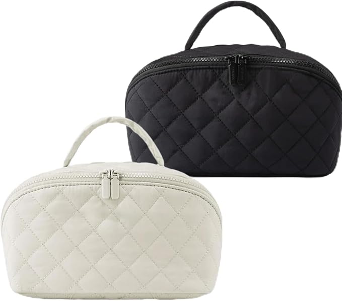 Travel Makeup Bag, Wide Open Expandable Lay-Flat Cosmetic Case, Padded Organizer by Feilium