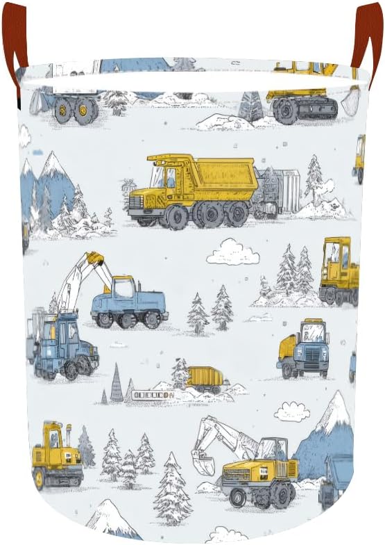 Laundry Baskets 15.7x19.7 Inch Construction Truck Mountain Scene Design by Wdesyadms