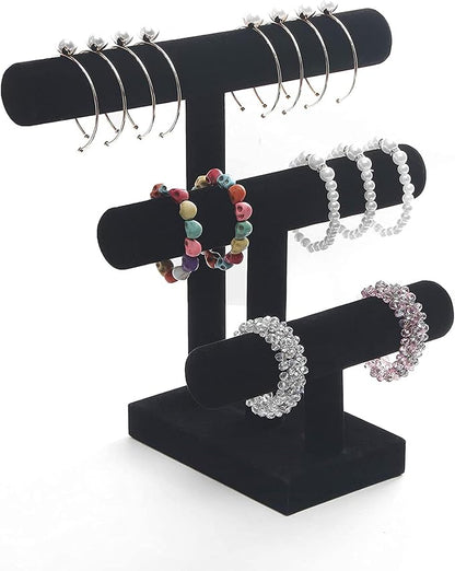 Wuligirl 3 Tier Bracelet Holder T-Bar Jewelry Stand Velvet Jewelry Holder by Wudygirl
