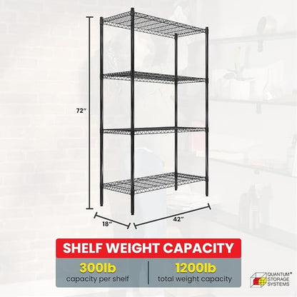 Quantum Storage Systems RWR72-1842LDBK Adjustable Wire Black Epoxy 4 Shelves - Image 3