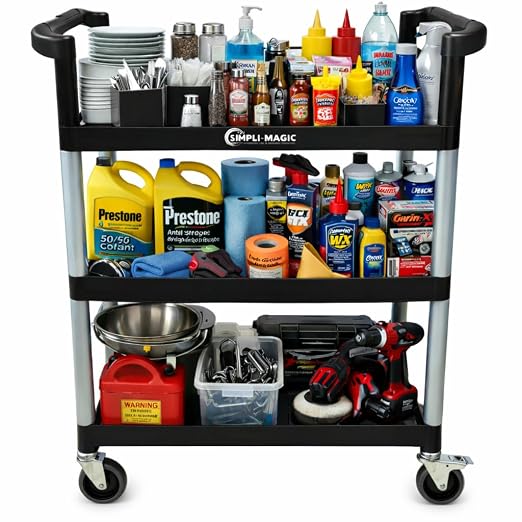 Simpli-Magic Rolling Utility Cart on Wheels, Heavy Duty Multi-Purpose Service by Simpli-Magic
