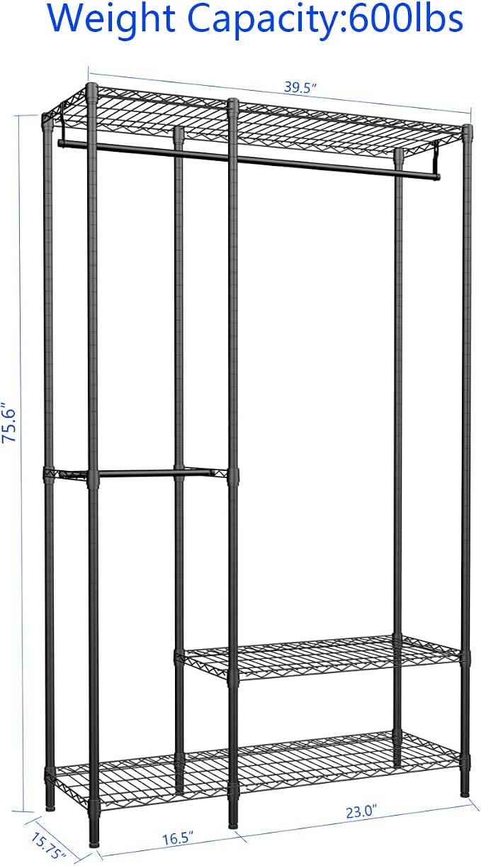Heavy Duty Garment Rack for Hanging Clothes, Wire Metal Clothing Rack, - Image 5