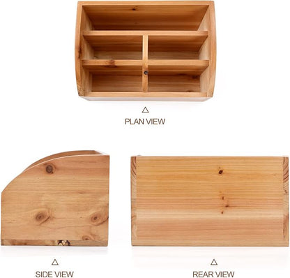 Farmhouse Solid Wooden Mail Sorter Wood Desk Organizer TV Remote Holder Rustic - Image 3