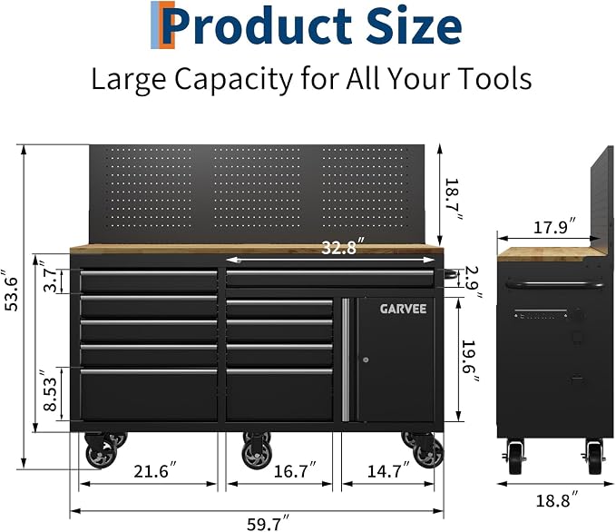 Garvee 60 in Rolling Tool Chest - Image 3