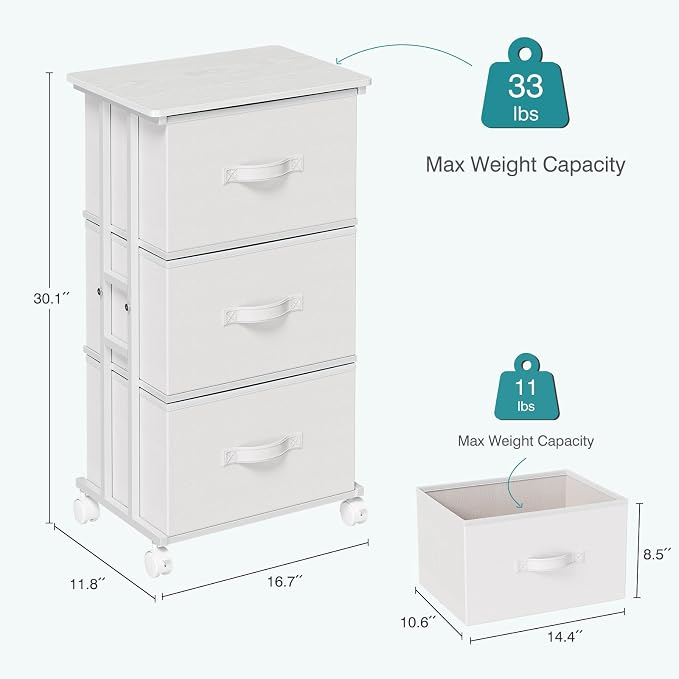OLIXIS Dresser Storage with 3 Drawers, Fabric Dresser Tower - Image 3