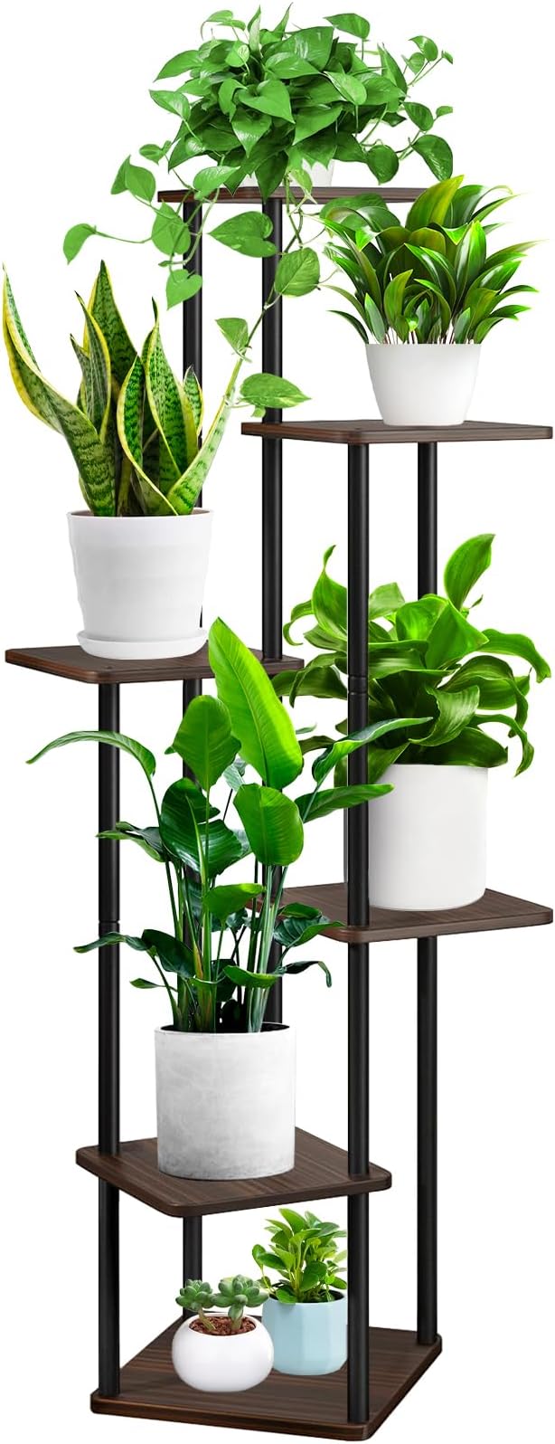 6 Tier Plant Stand Indoor, Thickened Metal Wood Corner Plant Shelf Stands by YOCOMEY