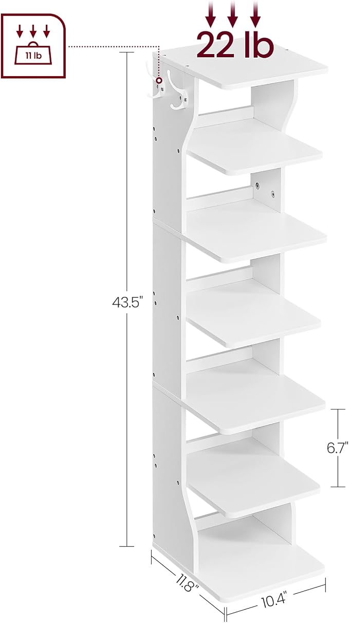 VASAGLE 7-Tier Vertical Shoe Rack, Narrow Shoe Storage Organizer - Image 3