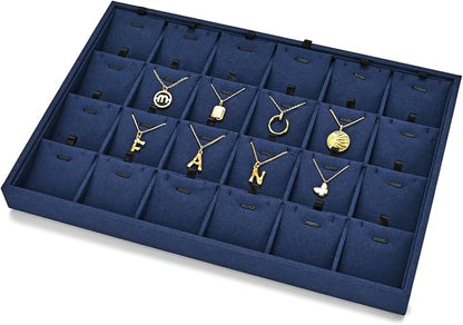 24 Grids Microfibrt Necklace Tray Jewelry Display Tray Necklace Holder Display - Image 2