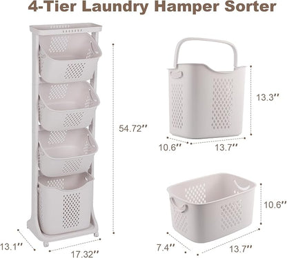 FAHKNS 4-Tier Laundry Hamper Sorter Cart - Image 2