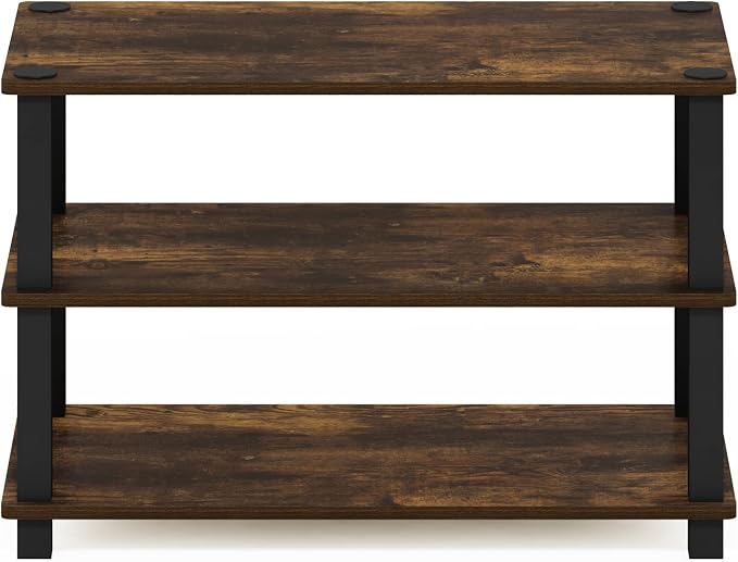 Furinno Turn-S-Tube 3-Tier Shoe Rack, Amber Pine/Black | 11.6 x 23.6 x 22.2 - Image 6