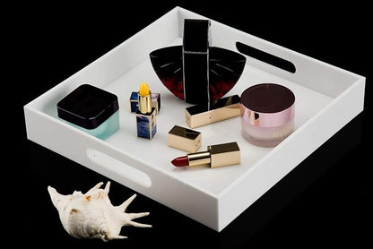 Glossy White Sturdy Acrylic Serving Tray - Image 4