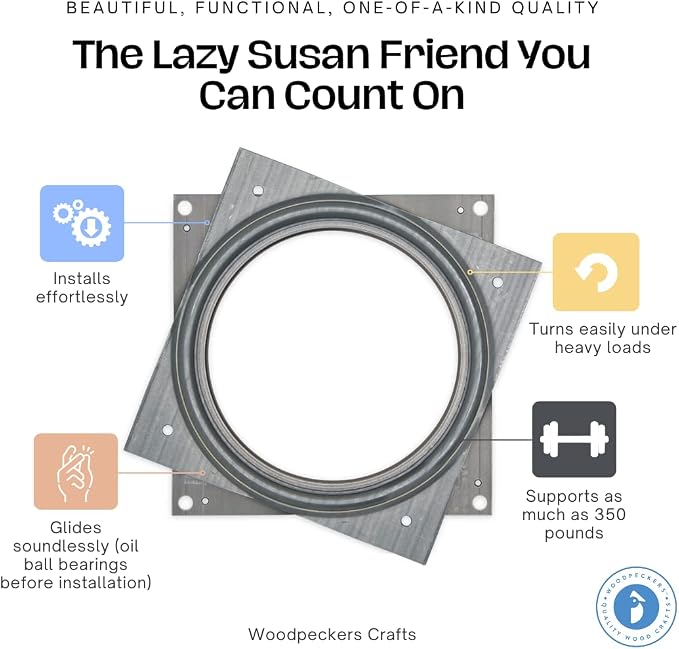 Lazy Susan Hardware, 4 inch, 350 lbs. Load Capacity, by Woodpeckers - Image 4