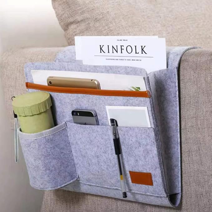 Bringsine Bedside Caddy, Felt Bed Storage Organizer Hanging Bag Holder - Image 5