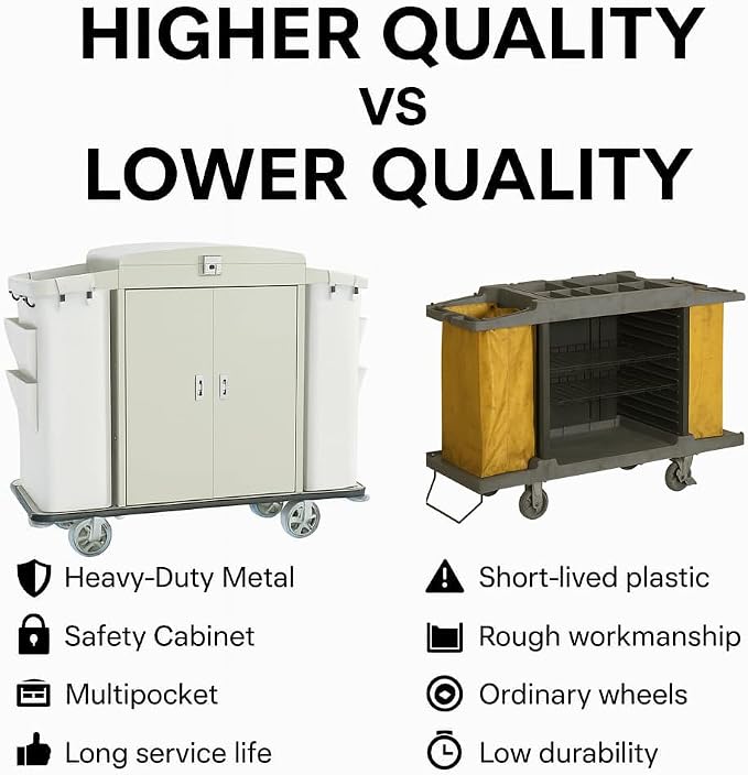 Heavy Duty Metal Housekeeping Janitorial Cart - Image 3