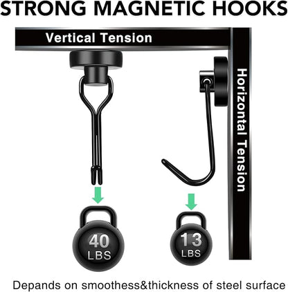 MIKEDE Magnetic Hooks, 40Lbs Heavy Duty Neodymium Magnet Hooks Black Magnets - Image 3