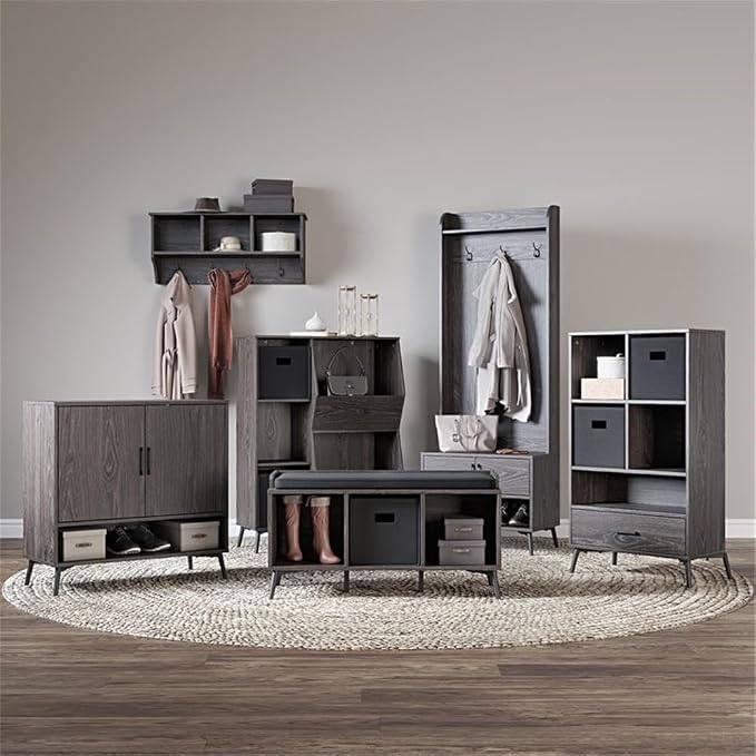 RiverRidge Home Woodbury Collection Cubbies and Hooks Wall Shelf, Dark - Image 8
