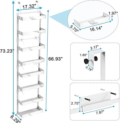 bukfen Over the Door Pantry Organizer, 8-Tier Adjustable Basket Kitchen Pantry - Image 3