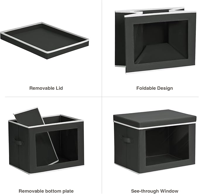 Homsorout Storage Boxes with Lids, Collapsible Storage Bins with Handles - Image 7