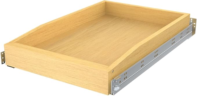 Wooden Pull out Cabinet Organizer 12" W x 21" D x 4.3" H, Heavy Duty Slide Out by Pulloutor