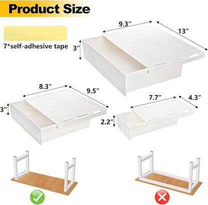 YOUEON 3 Pack Under Desk Drawer Slide Out, Self-Adhesive Under Table Drawer - Image 3