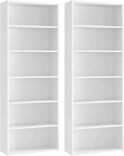 VASAGLE Set of 2 Bookshelves, 23.6 Inches Wide, 6-Tier Open Bookcases by VASAGLEbySONGMICSHOME