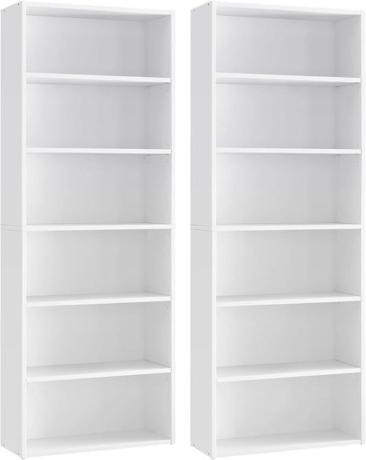 VASAGLE Set of 2 Bookshelves, 23.6 Inches Wide, 6-Tier Open Bookcases by VASAGLEbySONGMICSHOME