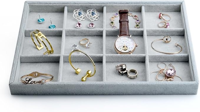 Oirlv Velvet Stackable Jewelry Display Trays 12 Grids Rings Earrings Bracelet by Oirlv