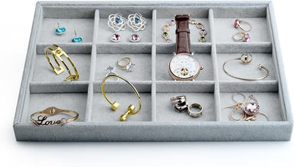 Oirlv Velvet Stackable Jewelry Display Trays 12 Grids Rings Earrings Bracelet by Oirlv