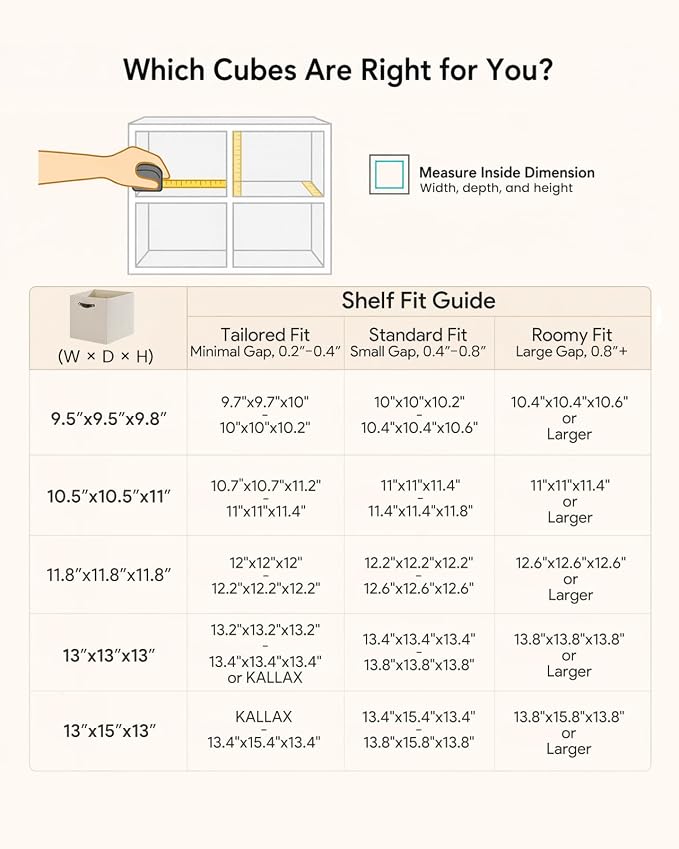 Storage Cube Bins | 7.7 oz/yd² Fabric Cubby Organizer Baskets - Image 3