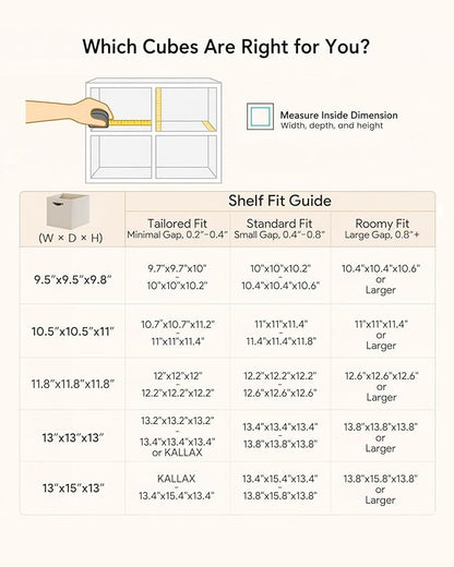 Storage Cube Bins | 7.7 oz/yd² Fabric Cubby Organizer Baskets - Image 3