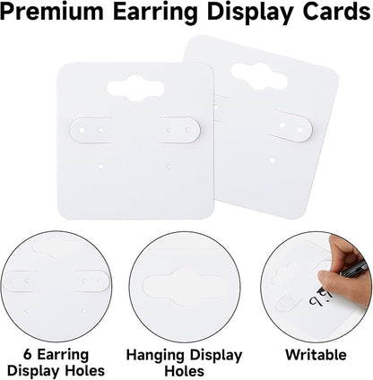 joycraft 100Pcs Earring Display Holder Cards, 2 Inch White Earring Hanging Cards - Image 3