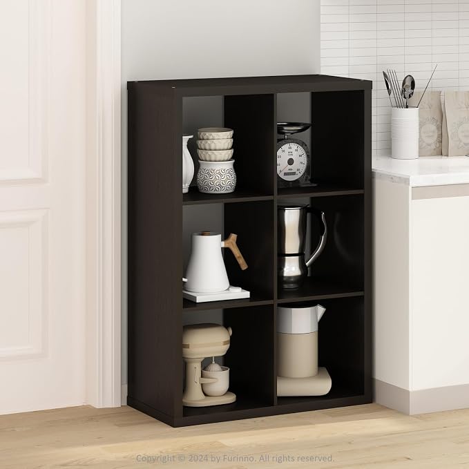 Furinno HERMITE 6-Cube Kitchen Island, Extra Thick Coffee Bar, Dark Oak | - Image 2
