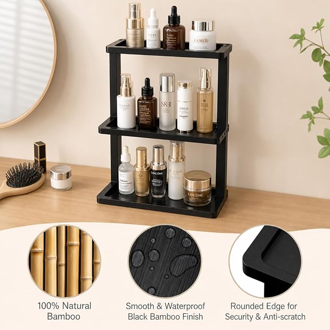 PEKER Bamboo Bathroom Organizer Countertop – Vanity Storage Shelf - Image 5