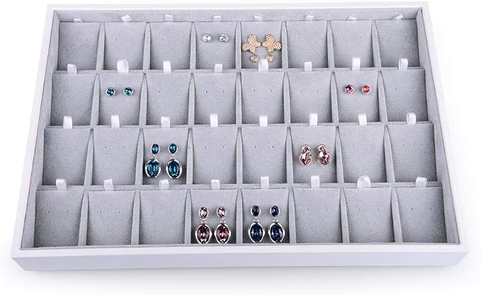 Oirlv Velvet Stackable Jewelry Tray 32 Grids Earrings Organizer Display by Oirlv