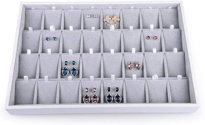 Oirlv Velvet Stackable Jewelry Tray 32 Grids Earrings Organizer Display by Oirlv