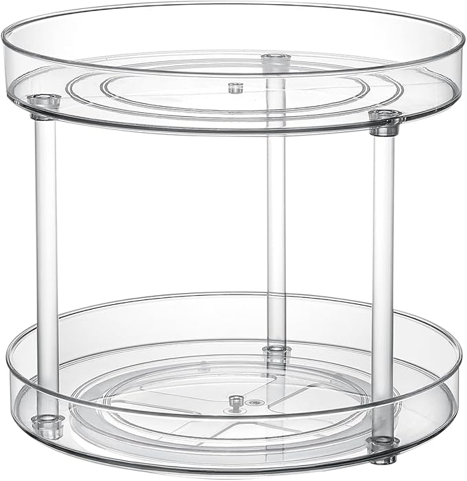 Clear Lazy Susan Turntable Organizer, Rotating Spice Rack Kitchen Pantry by ShelfShaper