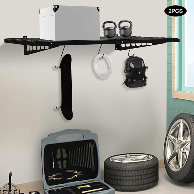 Garage Shelving Wall Mounted, 2 Pack Heavy Duty Wall Mounted Storage Shelves - Image 4