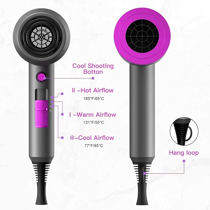 slopehill Professional Ionic Hair Dryer, Powerful 1800W Fast Drying Low Noise - Image 6