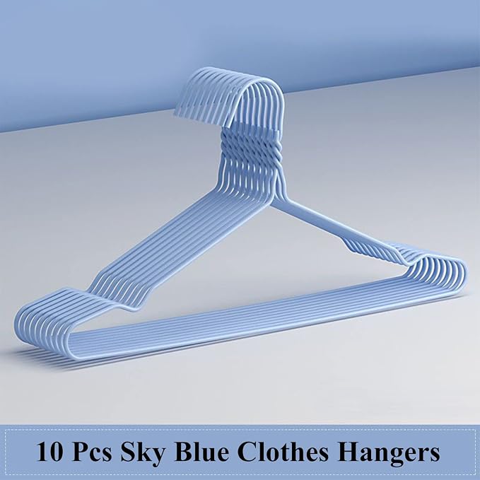 Sky Blue Wire Clothes Hangers - Image 3