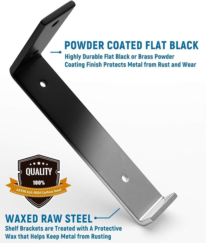 LEOPO 10 inch Shelf Brackets 6-Pack, 1/5 inch Thick Heavy Duty Industrial - Image 5