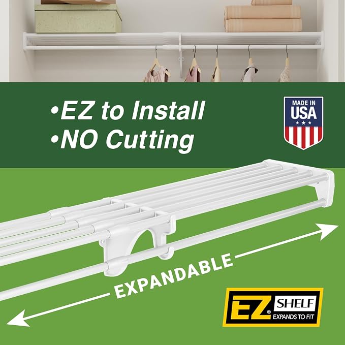 EZ Shelf - DIY Closet Organizer Kit - Expandable to 12.2 ft. of Hanging & Shelf - Image 4