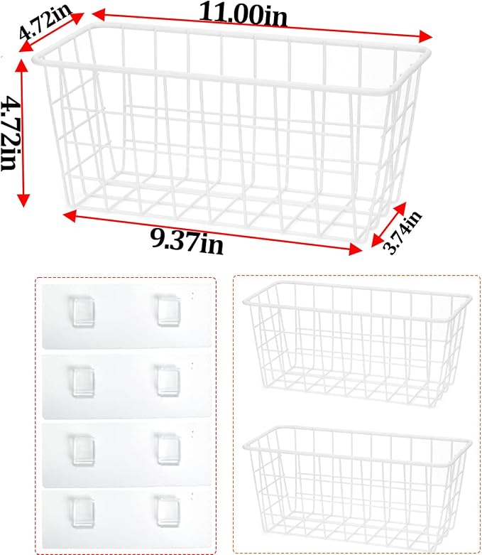 Hanging Kitchen Baskets Adhesive Sturdy Wire Storage Baskets - Image 2