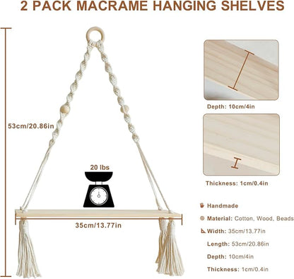 Artilady 2 Pack Wooden Wall Hanging Shelves - Image 2