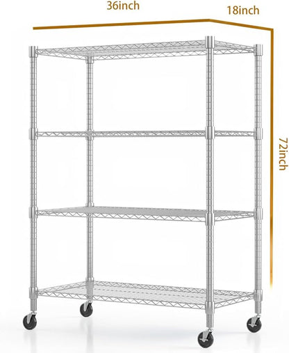 Himimi 4-Tier Heavy Duty Steel Wire Rack Storage Shelving, Adjustable Metal - Image 3