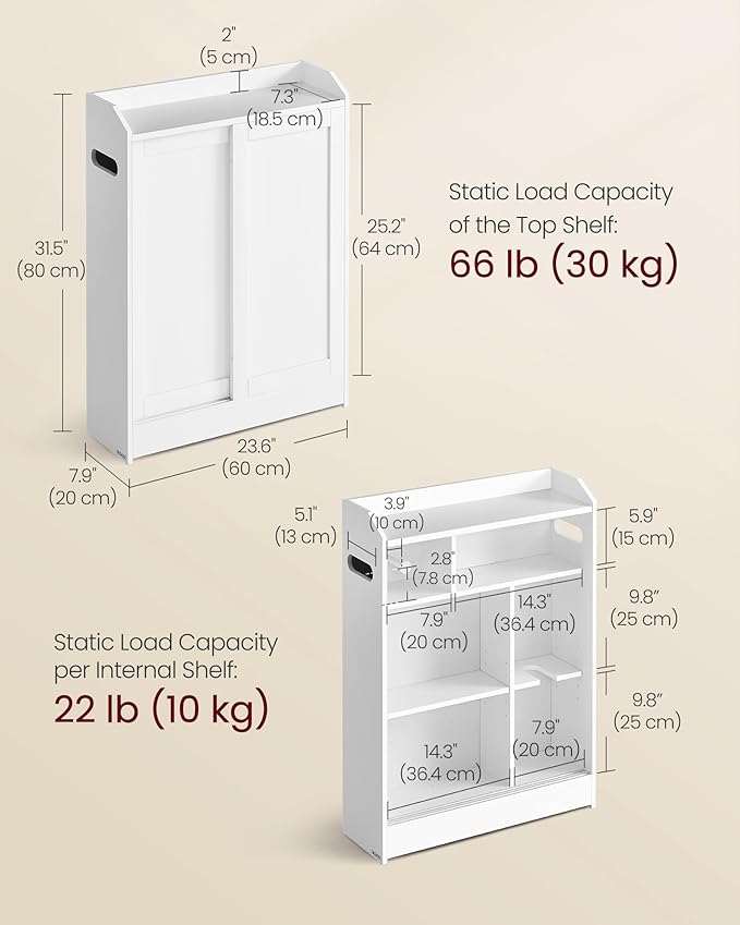 VASAGLE Narrow Storage Cabinet, Slim Floor Cabinet - Image 3