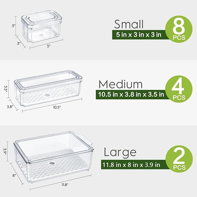 14 Pack Fridge Organizer, Stackable Refrigerator Organizer Bins - Image 6