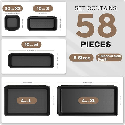 A-LUGEI【】【5 Size】 Tool Box Organizer Tray Divider Set, 【Black】 Desk - Image 3